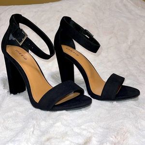 Black Ankle Strap Heels (Wide)